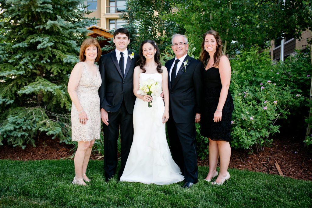 Cindy, left, with her family at Stephanie's wedding.