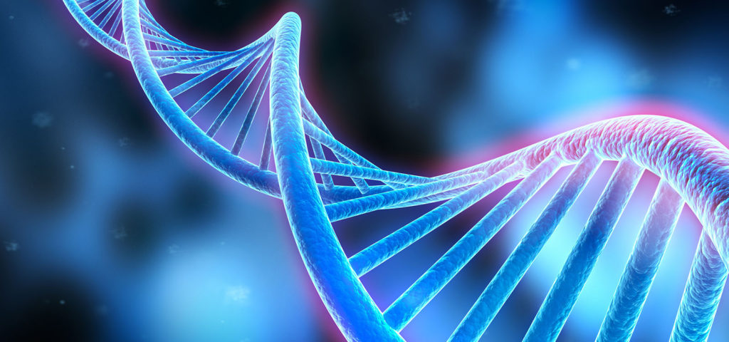 Graphic of a DNA helix. Biomarker testing is helpful to see if there are targeted treatments available for a patient's particular metastatic lung cancer.