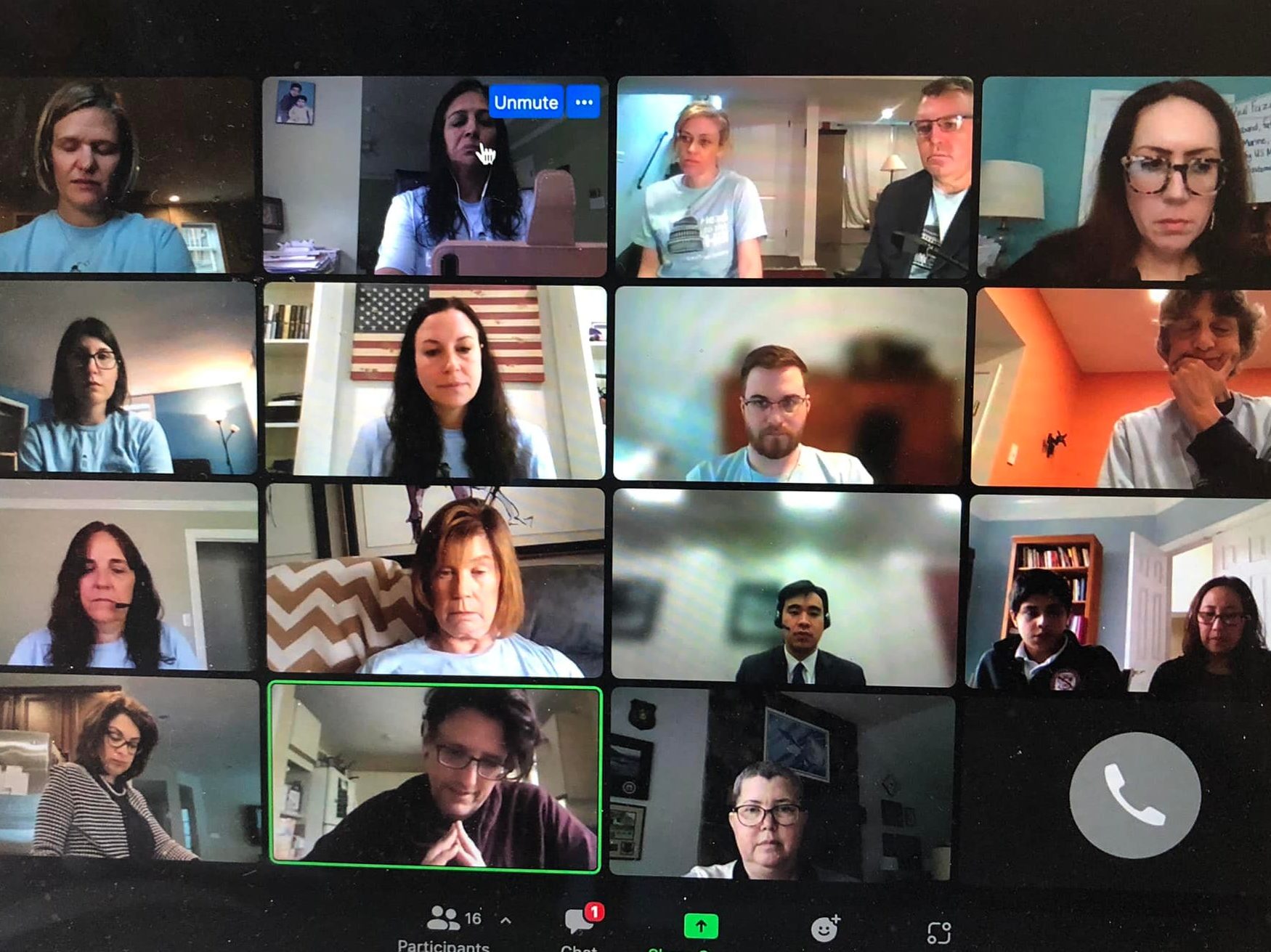 A collection of people join a Zoom call with a representative's staff member to discuss important issues impacting the brain tumor community.