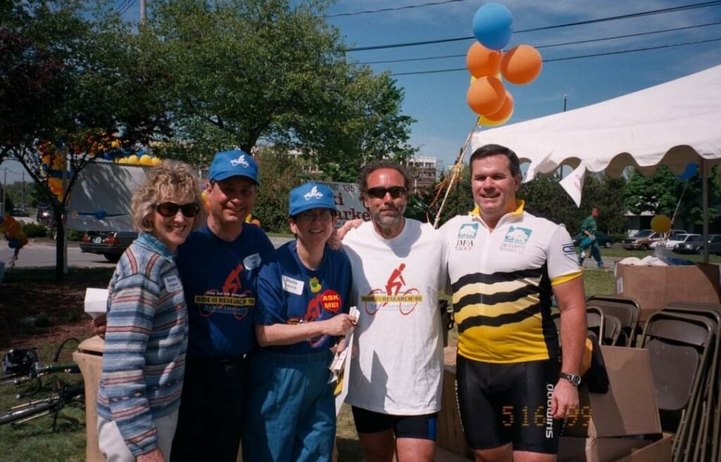 A group photo from an early National Brain Tumor Ride event