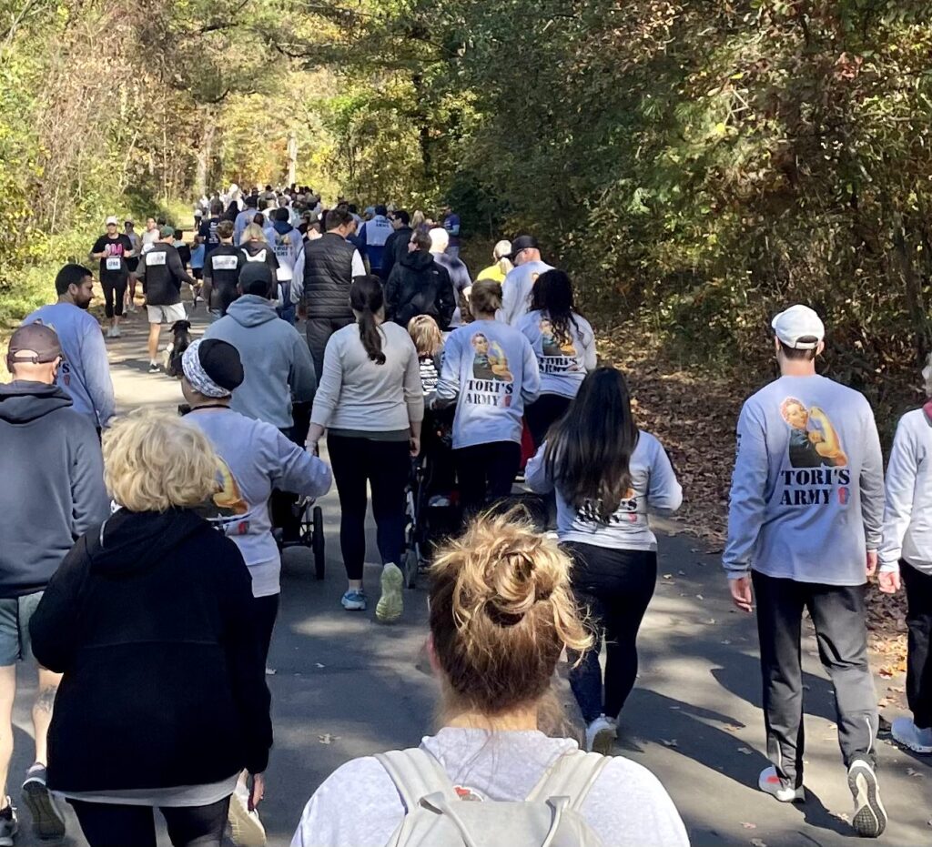 A group of walkers from Tori's Army participate in the Virginia Brain Tumor Walk & Race.