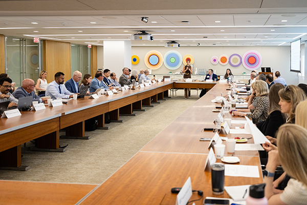A group of experts attend a multidisciplinary meeting called a brain tumor board.